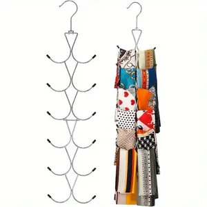 Metal 12-Stage Scarf Hanger – Versatile Closet Organizer for Scarves, Shawls, Belts, Purses & Baseball Caps, Space-Saving Design for Ties & Accessories, Closet Organization| Sleek Metal Hanger| Versatile Storage Solutio