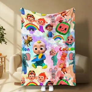 Cocomelon Rainbow Cartoon Kids Flannel Blanket, Soft Warm Cozy Throw For Bed Sofa Nap Travel, Cute Home Decor, Holiday GiftGift For Men & Women, Gift For Kids, Birthday Gift,Christmas,Halloween Blanket