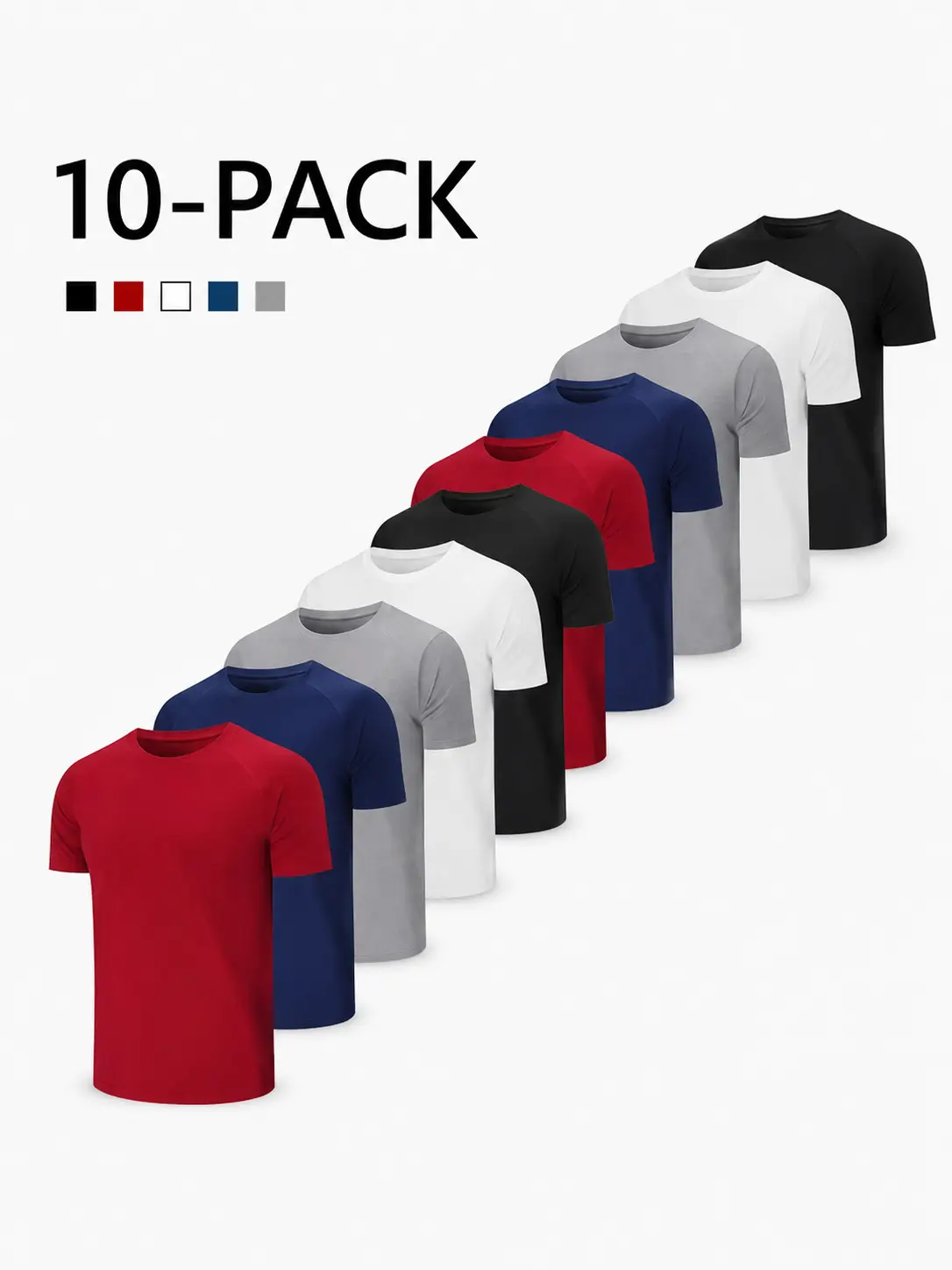 Men's Checkered T-Shirts 5-10 Pack - Basic, Machine-Wash Easy, Year-Round, Short Sleeve, Round Neck, Breathable Quick-Dry Sports Tops for Daily Casual, Outdoor Athletic Use (Size Up Recommendation), Men's T Shirts, Crew Neck, Fashion, Polyester Clothes