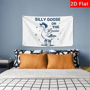 Funny Goose Banner 1pc, Flat Design with 4 Eyelets, Humorous Decor for Dorms, Bedrooms, Living Rooms, Offices, Outdoor Gardens