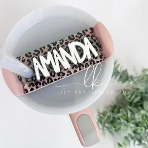 Personalized 30oz & 40oz Tumbler Name Plate | Tumbler Topper | Custom Tumbler Tag | Leopard Print