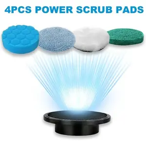 Electric Cleaner Brush Heads, 4pcs Universal Replaceable Velcro Brush Head Set, Ideal for Electric Rotating Cleaners, Home & Commercial Use