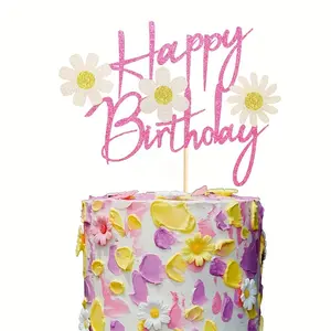 1 Daisy-themed birthday party cake decoration set