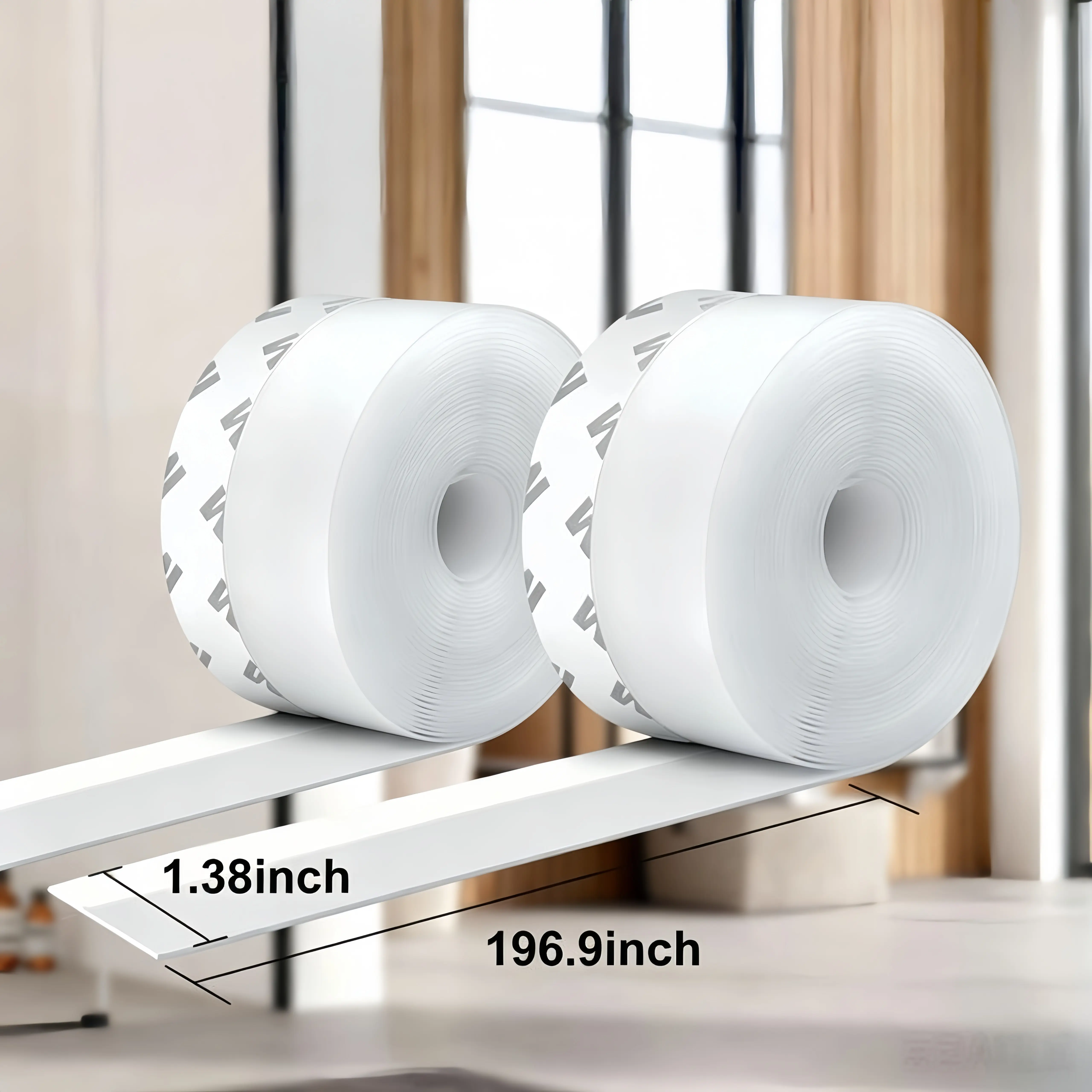 16.4Ft Door Weather Stripping（2 pieces）, windproof strip door ventilation plug seal anti-ventilation insulation tape, used for doors, windows and shower doors