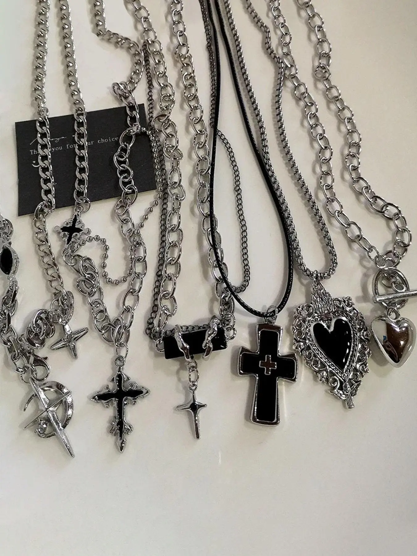 Punk Style Cross Star Heart Pendant Necklace Set, Adjustable Star Necklace, Hip Hop Street Fashion, Unisex Couples Necklace Jewelry, Party Vacation Daily Wear, Gothic Jewelry, Fashionable Accessory