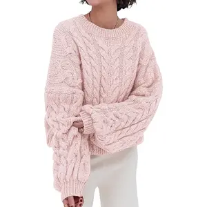 PrettyGarden Womens Sweaters Fall Cable Knit Long Sleeve Crewneck Oversized Sweater Chunky Pullover Loose Outfits,-Comfy Womenswear#Falltok