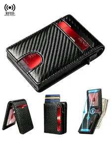 Business Matching Rfid Blocking Wallet, Multi Card Slots Wallet, Minimalist Aluminium Metal Pop Up Case ID Bank Credit Cardholder Cash Wallet for Men, Rfid Theft Proof Bifold Smart Wallets, Credit Card Organizer, Durable Wallet, Commuting,Travel,Gift