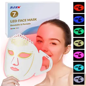 ZJZK 7 Color LED Face Mask for Skin Glow Rejuvenation,Electric Facial Comfort Therapy Device for All Skin Types ,Portable Skincare Kit for Home, Travel, Daily Personal Care, Ideal Gift,Photodynamic Therapy  for Acne, Fine lines, Wrinkles and Dark Spots