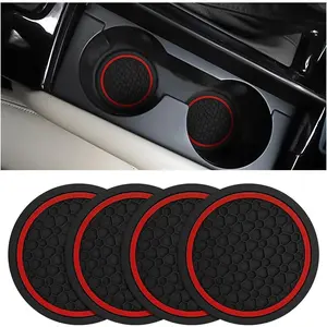 4PCS Universal Car Cup Holder Coasters, 2.75in Non-Slip Waterproof Spill-Proof Insert Pads, Dustproof Automotive Interior Accessories Mats for Vehicles, Trucks