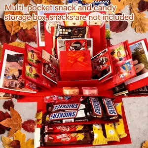 Surprise Explosion Gift Box with Ribbon, 5 Layer Snack Candy Storage, Multi-Pocket Design, Perfect for Birthdays, Holidays, Vacations