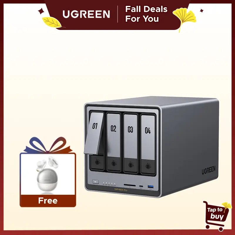 UGREEN NASync DXP4800 Pro 4-Bay High-Speed Data Transfer Modern Hard Disk Enclosure - 13th Gen Intel Core i3-1315U Duo-Core Processor, 10G + 2.5G LAN, Dual M.2 NVMe SSD Slots, Back-to-School Computer Accessory (Drives Not Included),techvibes