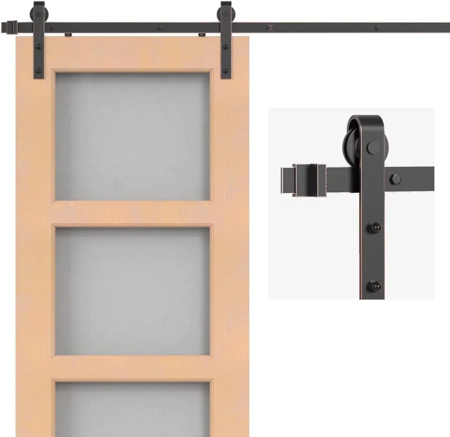 ORB Oil Rubbed Bronze Sliding Barn Door Hardware Kit with 8FTTrack/Rail Brushed Antique Bronze