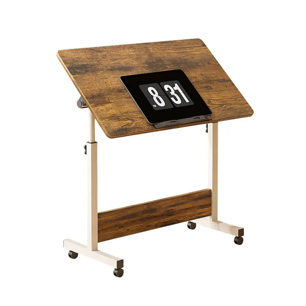 Adjustable Height Mobile Standing Desk with Wheels - Collapsible Ergonomic Perch Workstation, Space-Saving Oak/Black Home Office Computer Desk, Compact Adjustable Desks, Adjustable Desks
