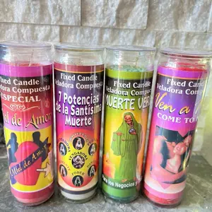 Esoteric Prepared Candles - Fixed Candle Veladora Compuesta - 7 Potencias de la Santisima Muerte - Miel de Amor - Ven a mi Come To me