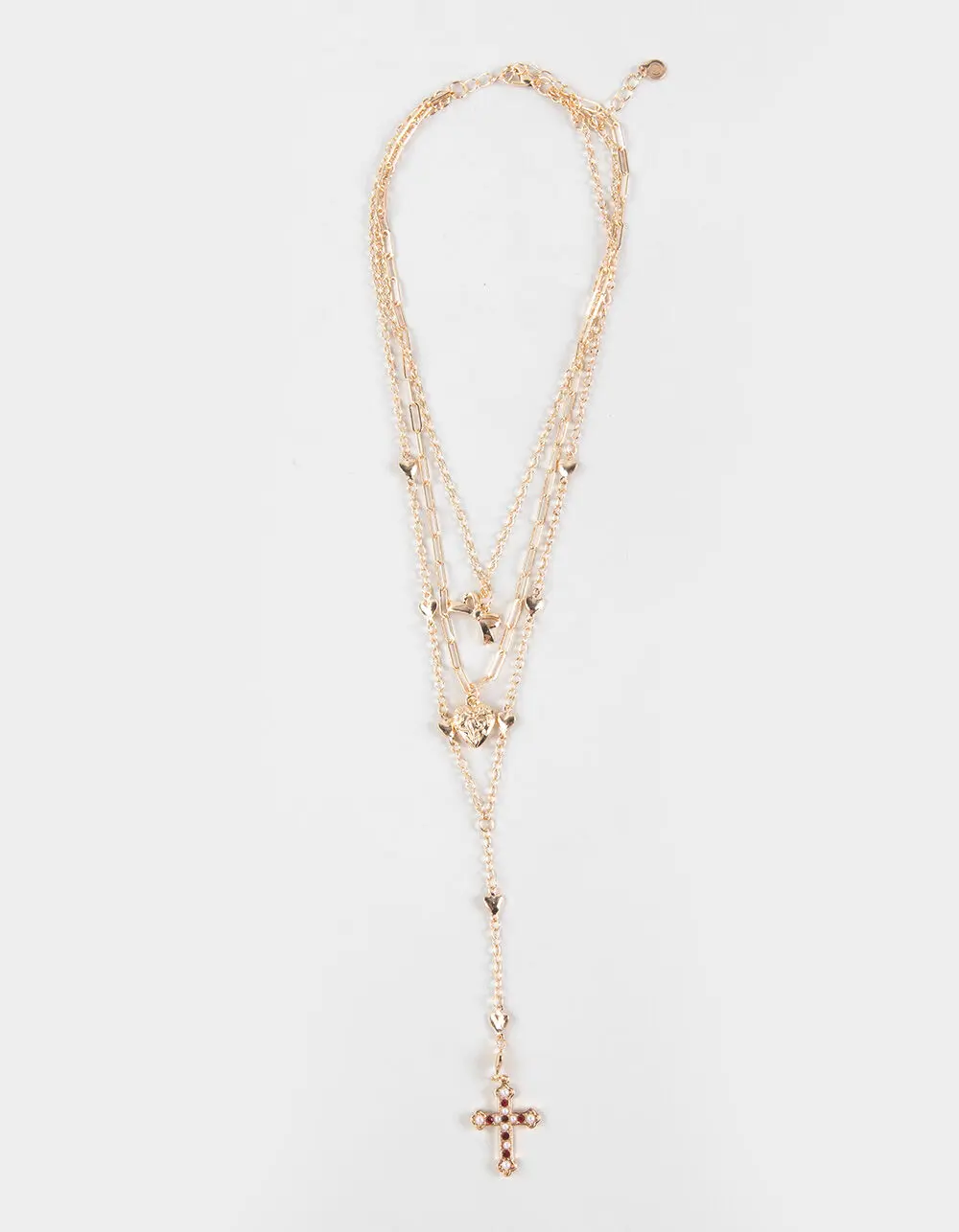 FULL TILT  Womens Cross/Heart Y Necklace, Gold