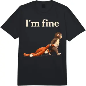 Sad Monkey Punch Meme with Orange Toy I'm Fine Comfort Colors Adult Heavyweight T-Shirt Classic Unisex Crewneck Super Soft Fabric Blend