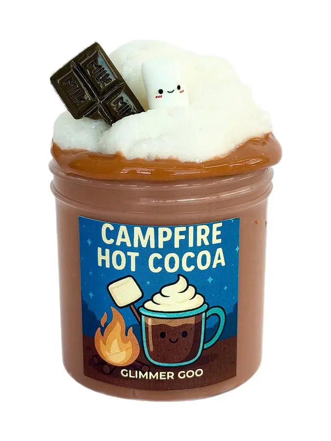 Campfire Hot Cocoa | Hot Chocolate Scented Slime with Marshmallow & Chocolate Charms | Cozy Holiday Slime Gift for Kids & Adults