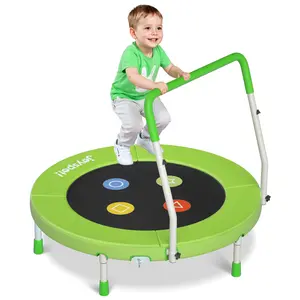 Joyspot 3FT Toddler Trampoline with Adjustable Handlebar, 36" Foldable & Spring-Free, Mini Kids Indoor Outdoor Trampoline for Ages 1-6, Noiseless Jumping Mat, Safe & Sturdy Design, Supports Up to 100 lbs