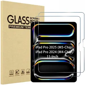 Jess HD Clear Durable Protective Tempered Glass - 2/3 Pack Tablet Screen Protector for iPad Pro 11 Inch M5/M4 (2025/2024) | 2Clear Protection iPad Tablet Accessories