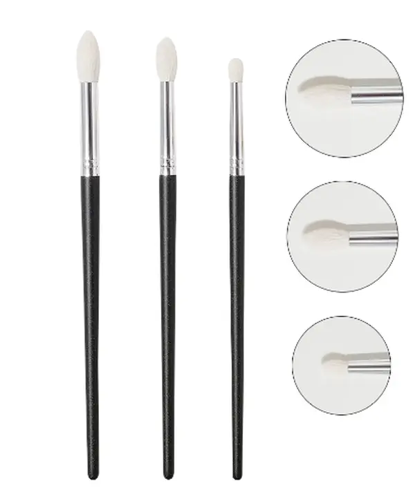 Tapered Goat Hair Makeup Brushes - Set of 3 for Face, Nose, Chin, and Eye Detailing