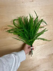 16 Inch Dark Green Bead Grass Bush