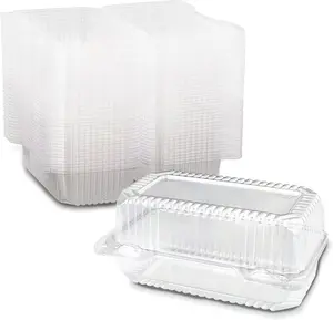 50 Pack Clear Hinged Plastic Containers, Sturdy To Go Clamshell Food Containers with Lids, Disposable Take Out Boxes for Desserts Cake Slices Sandwich Salad Cookies (7.2 × 4.7 ×3 Inches) Lidded