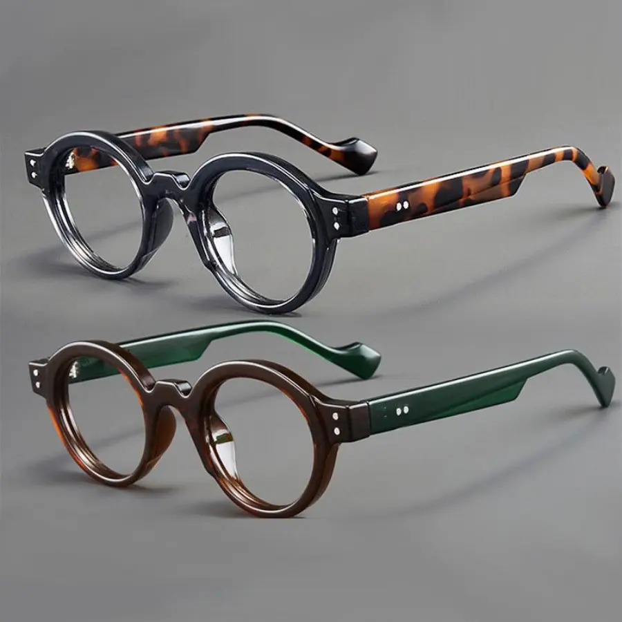 2-Pack Retro Round-Square Casual Stylish Glasses with PC Frames, Oversize Blue Light Blocking Eyewear with Unisex Style Fit for Daily Wear, Trendy Frames, Stylish Eyeglass, Oversized, Blocking Lens