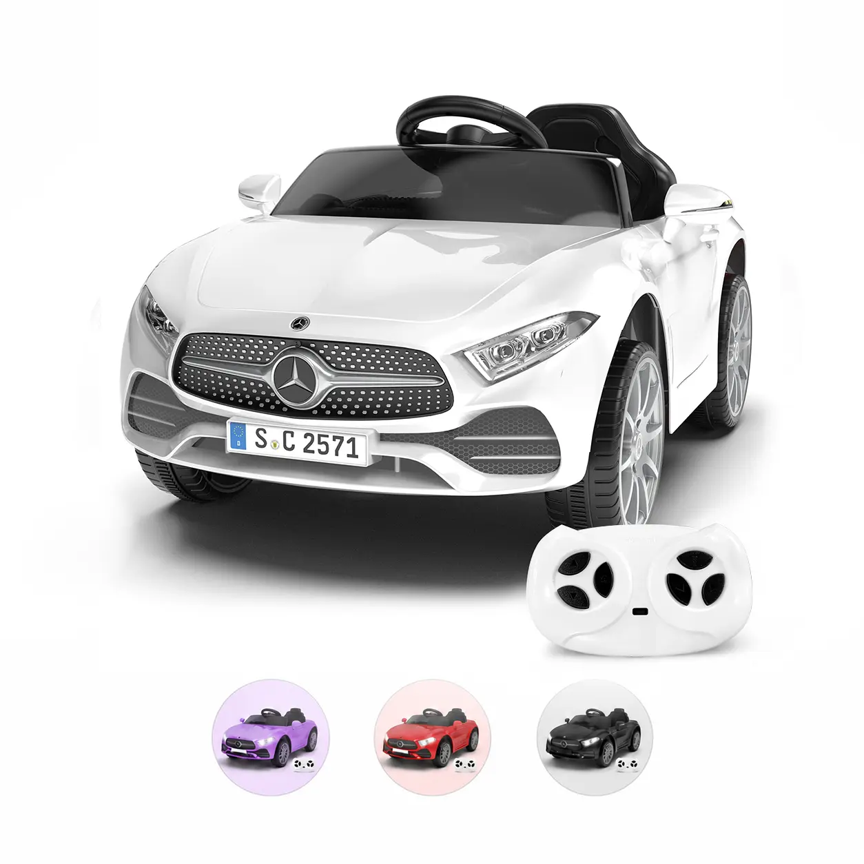 #Summerwins Mercedes-Benz CLS 350 12V Kids Ride-On Toy Car - Power Wheels with Remote Control, 4-Wheel Suspension, Music, LED Lights, USB - Kids Outdoor Play Toddler Gift