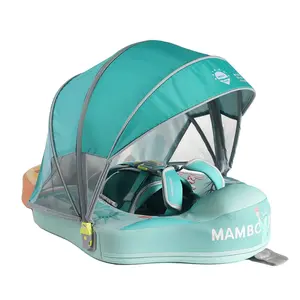 Mambobaby SummerVibes New York-Themed Non-Inflatable Baby Swim Float with Detachable Canopy, UPF 50+ Sun Protection, 5-Point Safety System, for Babies 3-24 Months