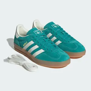 Adidas Gazelle Indoor Men's Pure Teal / Off White / Gold Metallic Cloud White Gum Bottom