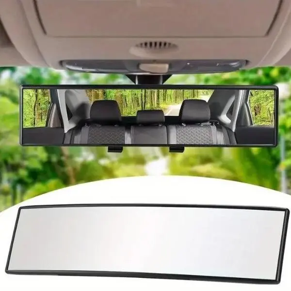 Rear View Mirror Universal 12 Inch Panoramic Convex Real View Mirror Interior Clip-on Wide Angle View Cars SUVs Trucks Various Kinds Vehicles High-Quality Materials Compact Convenient