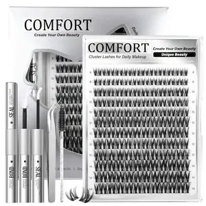 132-Piece Flaunt Flora Eyelash Cluster Set, Natural Lash Extension Kit, Wispy Short Individual Lashes, 8-14mm Wet Look, Daily Makeup Use, DIY Individual Lashes