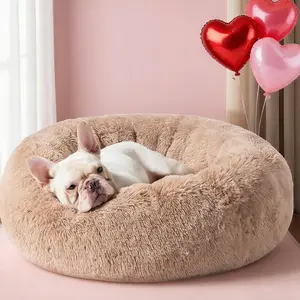 Bedsure Calming Donut Dog Bed for Dogs-Ultra Soft Plush Faux Fur Cozy Pet Bed with Non Slip Bottom & Machine Washable Pad