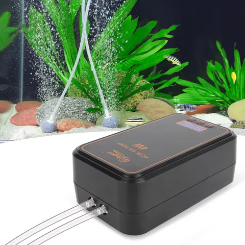 hygger Contemporary Rectangle Aquarium Air Pump Kit - Rechargeable Portable Oxygen Bubble Tube, Single/Dual Outlets, Ultra-Quiet 1.5w, 23–28h Battery (23 hrs), Auto Switch, HD Airflow Display, Power Bank Ready, Air Stones for Up to 200 Gal Fish Tanks