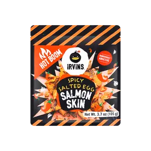 IRVINS Spicy Salted Egg Yolk Salmon Skin 3.35oz - Must-Have for Spicy Challenge Protein Chips Snack Pack