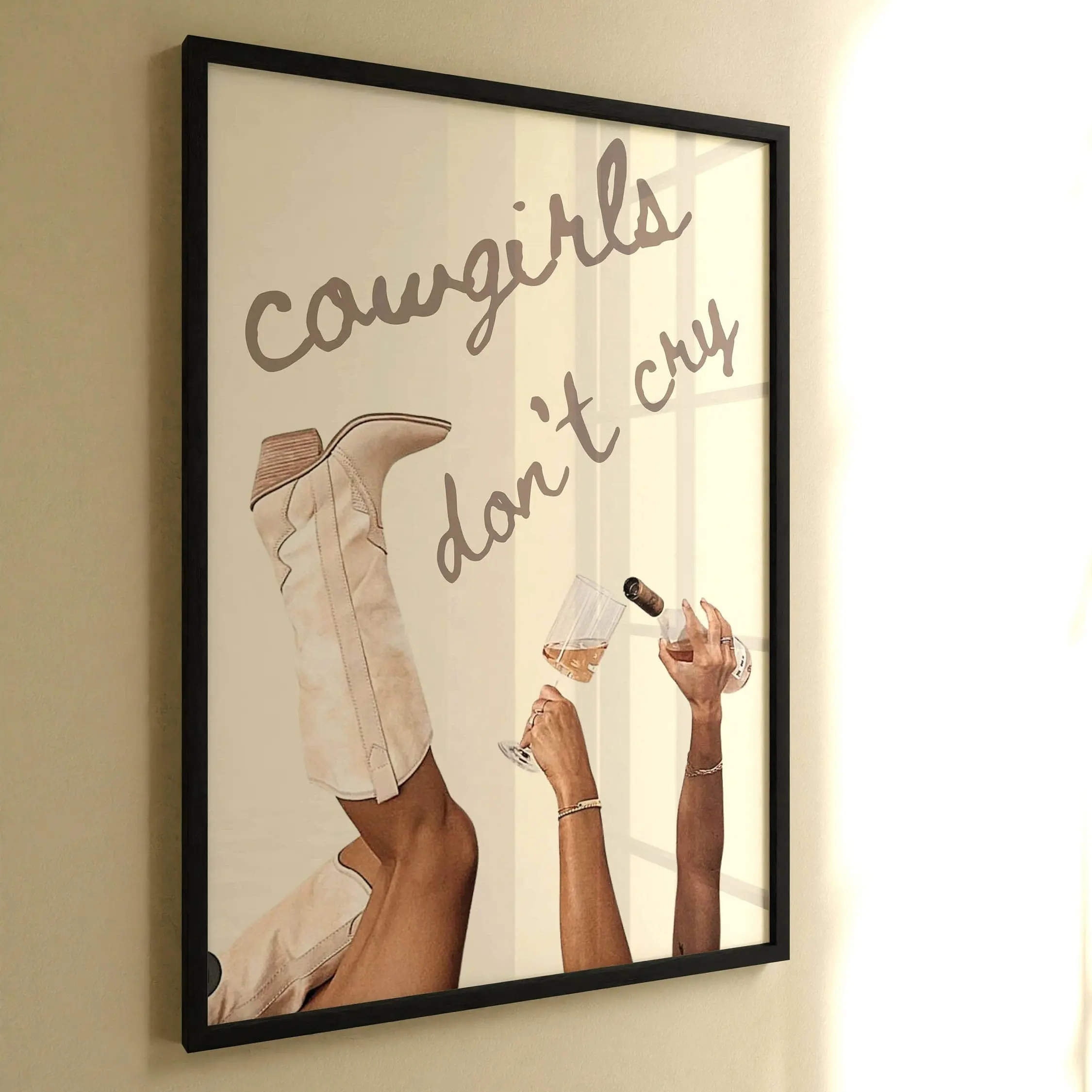 "High-Resolution 'Cowgirl Don't Cry' Artistic Unframed Art Print - Waterproof Wall Art Decoration, Home Supplies, Kitchen Accent"