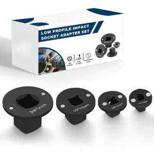 Low Profile Impact Socket Adapter Set – Industrial Drive Ratchet & Wrench Adapter Set for Tight Spaces, 4PC Hardware Kit: 3/4" to 1", 1/2" to 3/4", 1/2" to 3/8", 1/4" to 3/8"