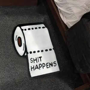 Cute Toilet Paper Shape Rug Non-Slip Soft Washable Funny Irregular Shaped Bath Mat for Bathroom Bedroom Living Room