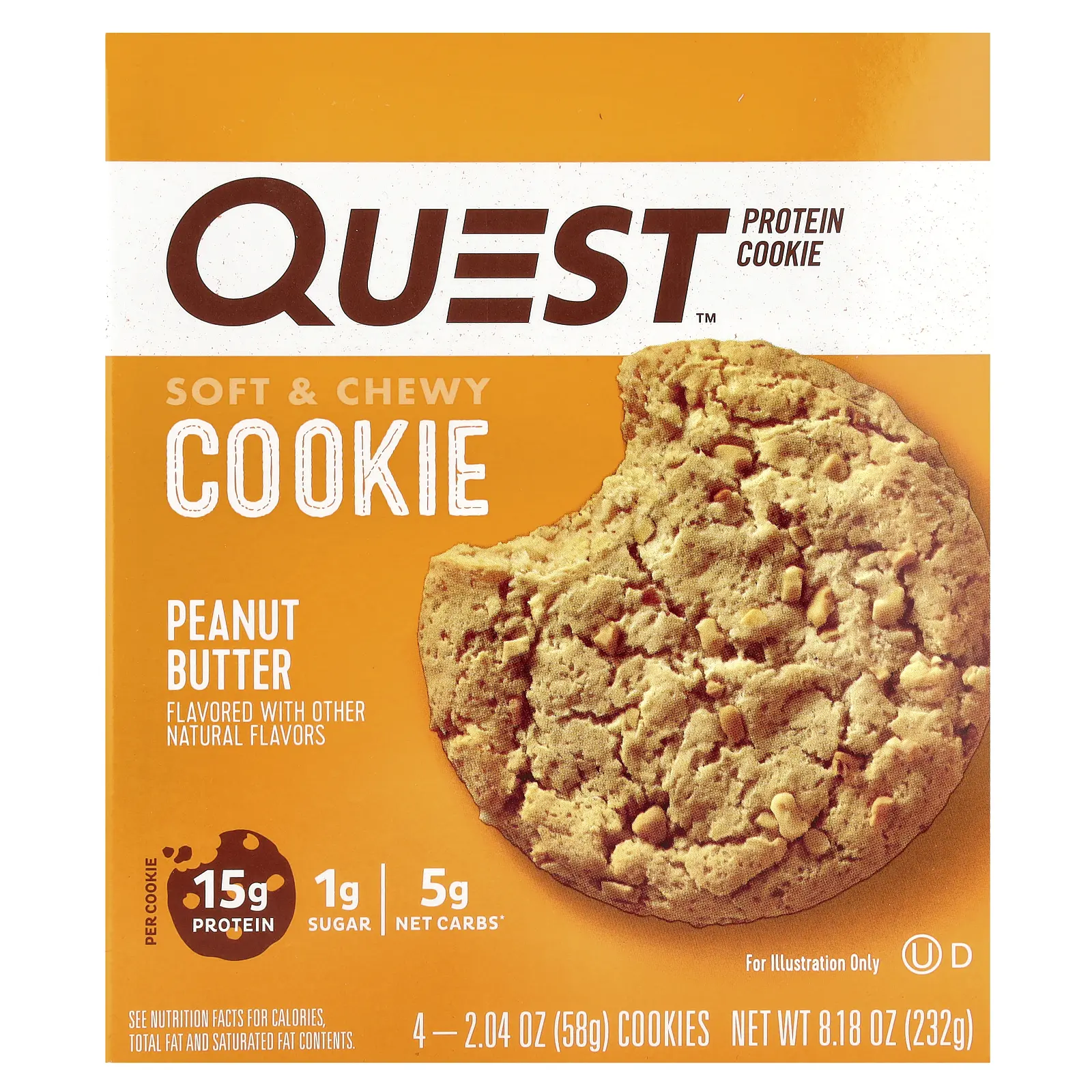 Quest Nutrition Protein Cookie, Peanut Butter, 4 Cookies, 2.04 oz (58 g) Each