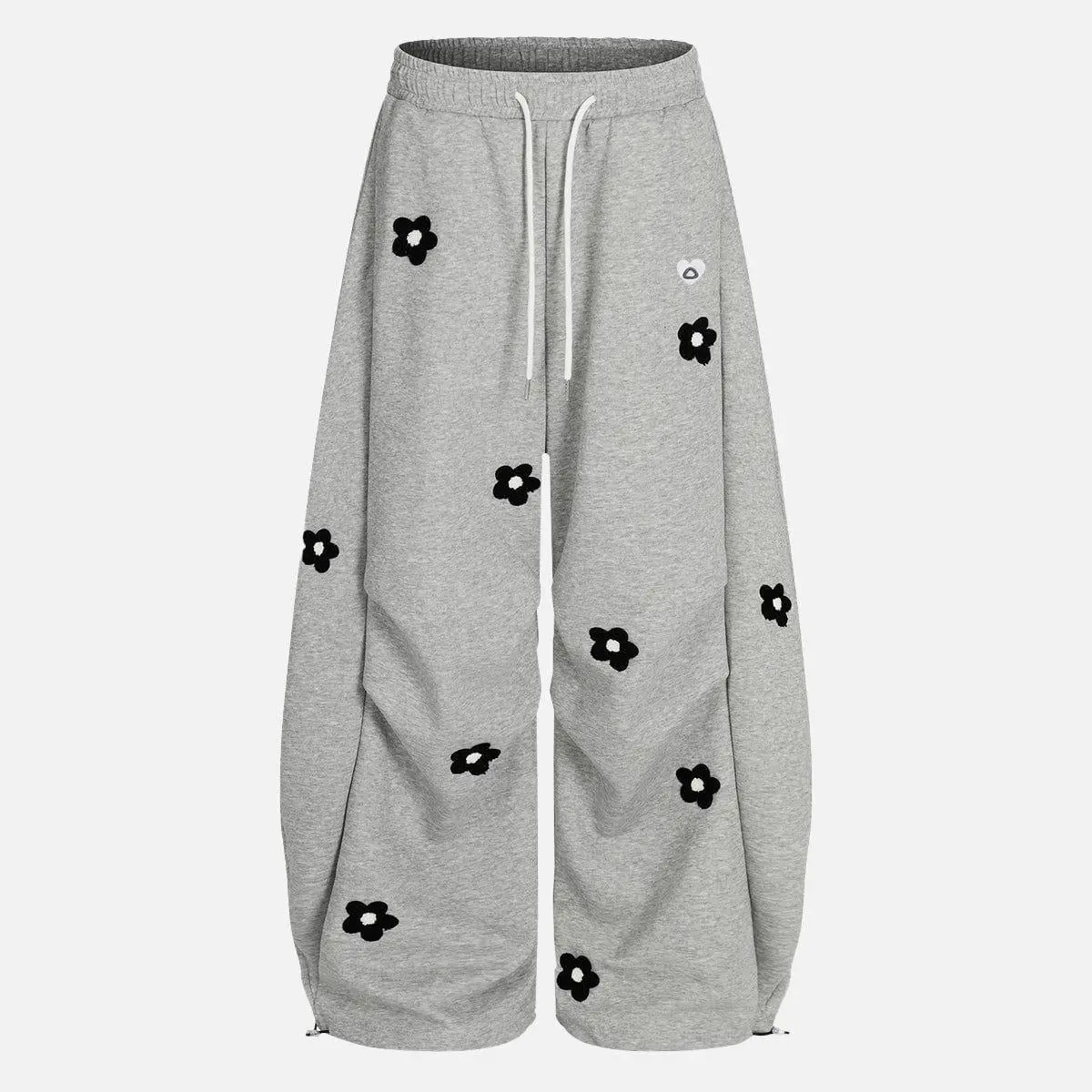 Aelfric Eden Unisex Floral Towel Embroidery Baggy Barrel Sweatpants Elastic Waist Drawstring Casual Pants Y2K  Streetwear Loose Fit Vintage Joggers,summerwins