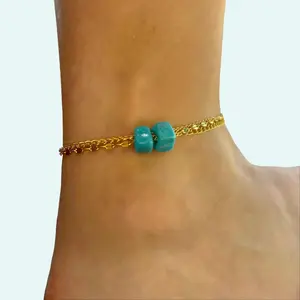 PROTECT YOUR PATH ANKLET - Adjustable Chain in 925 Sterling Silver with Bold Blue Bead, Handmade Design for Grounding Energy and Personal Strength