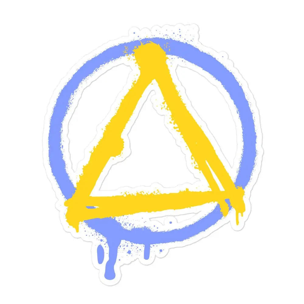 Graffiti Sobriety Symbol Yellow & Blue Vinyl Sticker