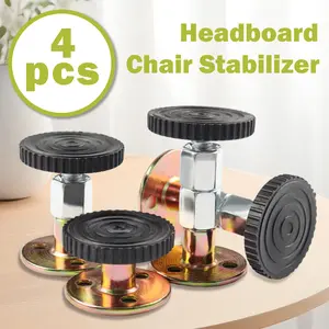 4 Counts Adjustable Helical-Ridged Headboard Stoppers, Non-Drilling Anti-Shake Fixer with Double-Sided Tape - For Bed Frames,Sofas