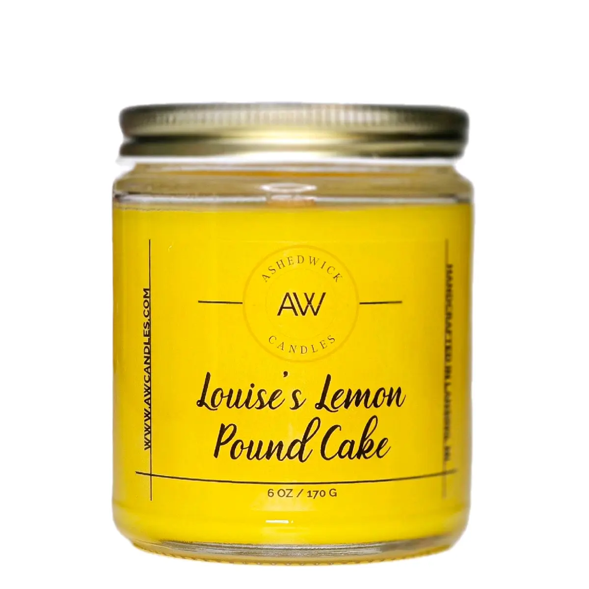 AshedWick Candles - AW Candles - Candle Fragrance Collection 6 oz. - Freshener - Louises Lemon Pound Cake