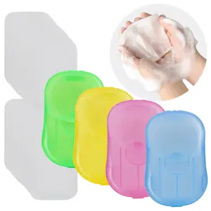 Soap Paper Sheets, 400 Sheets Mini Portable Disposable Travel Soap Boxes Hand Washing Cleaning Paper Slices Strips for School On-the-go Camping Hiking Outdoor Foot and Hand Care