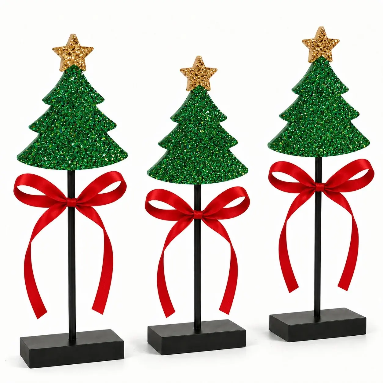 Christmas Decorations Indoor, Christmas Tree Home Decor | Christmas Table Decor with Bow Ribbons Farmhouse Wooden Christmas Tree Party Centerpiece Decor Xmas Gift for Kitchen Office