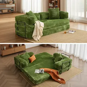 Comfy Loveseat Folding Sofa Bed, Upholstered Fold Out Couch Bed, Multi-Functional Folding Couch Bed with Pillows, Lazy Sofa for Living Room, Guest Room, Dorm,Apartment