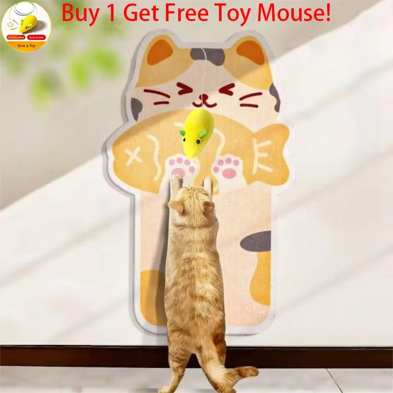 【Buy 1 Get Free Toy Mouse!】Wall Mounted Cat Scratching Board Thickened Durable Wear Resistant Protects Furniture from Cat Scratching Suitable for walls Sofas Cabinets Doors Glass Personalized Cat Tree Tower Cat toy mouse Pet supplies Scratcher Kittens tik