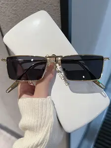 Unisex Punk Metal Frame Sunglasses, Trendy Style, Fashionable Streetwear Shades, Men & Women Sun Protection Eyewear, Tinted Lenses Sunglasses