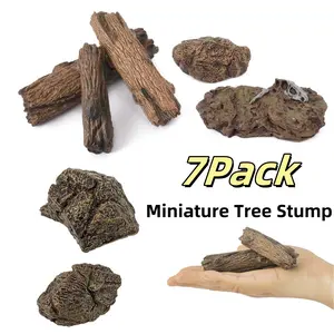 7Pack Artificial Tree Stump Mini Garden Figurines Stumps Ornaments Miniature Stone Rock Statue for Micro Train Landscape Railway Sand Table gag gift